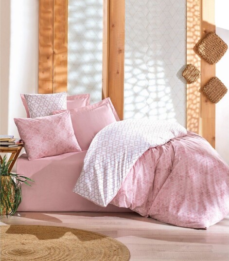 Cotton Box Sengetøy Enkelt 3 deler Ranforce Hvit/Rosa Cotton Box Sengetøy Enkelt 3 deler Ranforce Hvit/Rosa