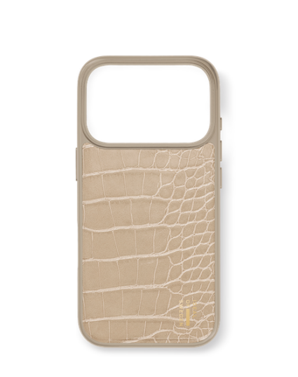 Ideal Of Sweden Vegan Leather Case iPhone 17 Pro Max Warm Beige Croco