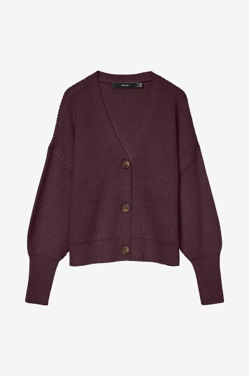 Vero Moda - Kardigan vmLea LS V-neck Cuff Cardigan - Rød