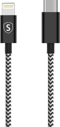 SiGN Skin USB-C til Lightning Kabel 2.4A, 0.25m - Svart/Hvit