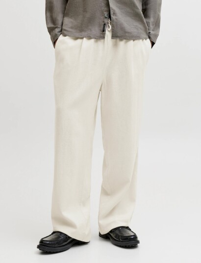 Jack & Jones Jpstbill Andros Vis Linen Blend Jogger   Cream   XS