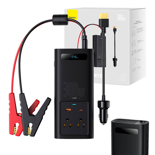 Baseus Car Inverter 300W, 24V, Cn/Eu (Svart)