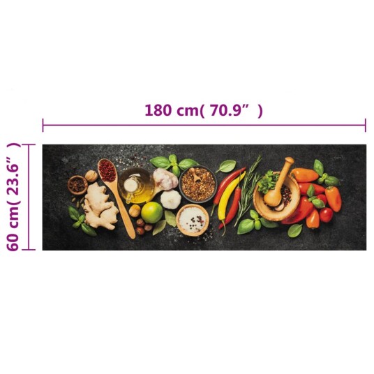 Kjøkkenteppe vaskbar krydder 60x180 cm fløyel 8721012918917