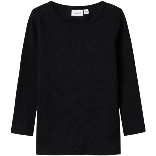 Name It Black Nmnwax Ull Rib Ls Topp Noos 98