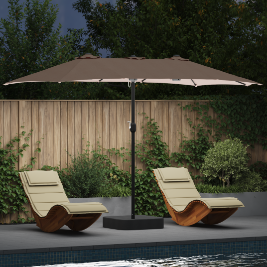 Hageparasol Gråbrun 385 x 209 x 244 cm stoff