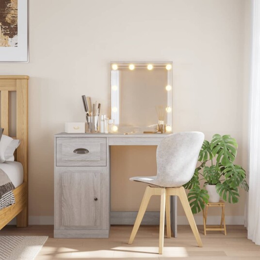 Sminkebord med LED grå sonoma 90x42x132,5 cm 8720845437763 Sminkebord med LED grå sonoma 90x42x132,5 cm 8720845437763