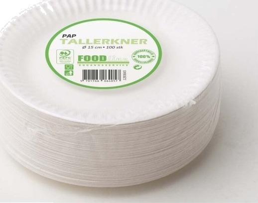 Papptallerkener 15 Cm. 100 Stykker. Papptallerkener 15 Cm. 100 Stykker.