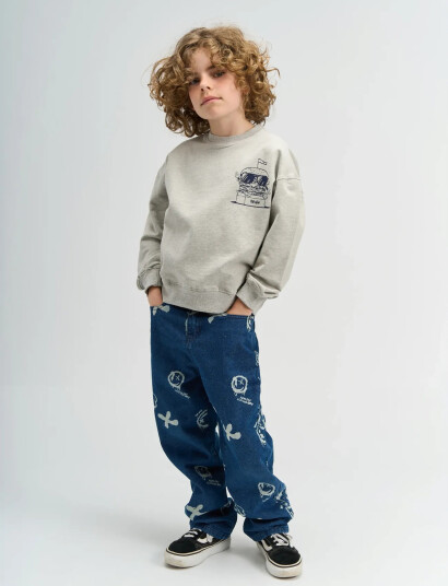 The New Tnstevie Os Sweatshirt Grey 110/116