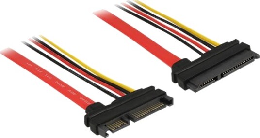 Delock Sata-Forlengelseskabel Serial Ata 150/300/600 Sata-Kombo P Til Sata-Kombo R 10 Cm Svart Gul Rød