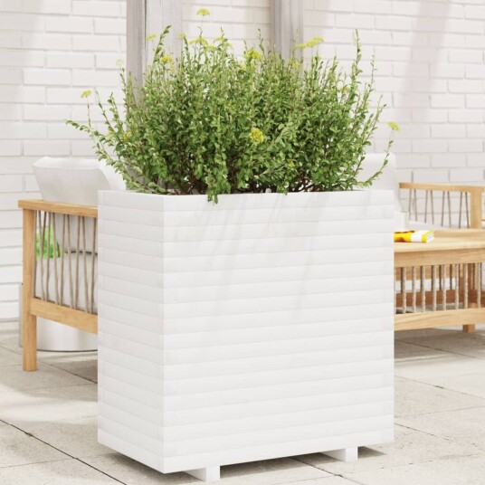  Plantekasse hvit 70x40x72 cm heltre furu