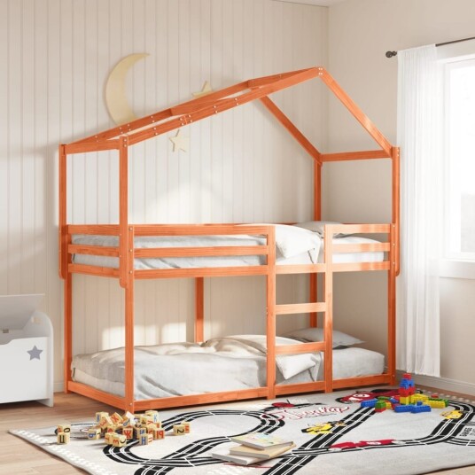  Køyeseng med tak voksbrun 90x200 cm heltre furu 8721102669361