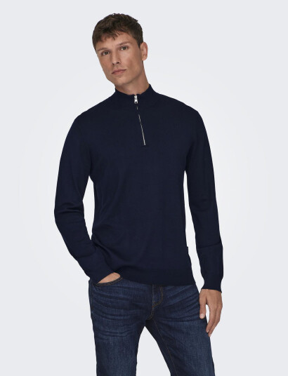 ONLY & SONS Onswyler Life Reg 14 Half Zip Knit Noos - Black - L