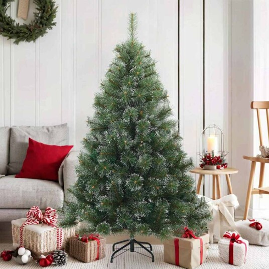  Moderne Kunstig Hengslet Juletre Snø Flocket Hvit 150 cm