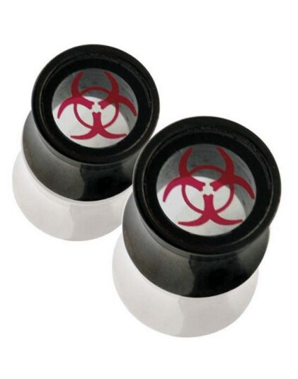 Biohazard Svart Piercing Plugg 10 mm