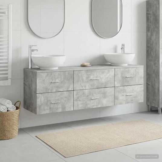 vidaXL Baderomsinnredningssett 3 stk. Betonggrå 49,5 x 44,5 x 65 cm vidaXL Baderomsinnredningssett 3 stk. Betonggrå 49,5 x 44,5 x 65 cm
