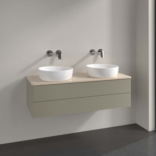 Villeroy & Boch Antao Servantskap med 2 skuffer 120x50x36 cm u/lys Steingrå/Crème Villeroy & Boch Antao Servantskap med 2 skuffer 120x50x36 cm u/lys Steingrå/Crème