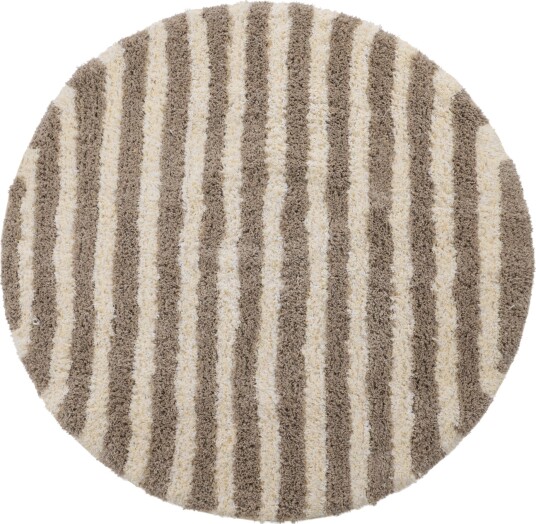 Rundt teppe   Thira Stripe Cotton Shaggy kermanvärinen/taupe Størrelse: Ø 200 cm