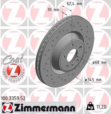 Bremseskive ZIMMERMANN 100.3359.52