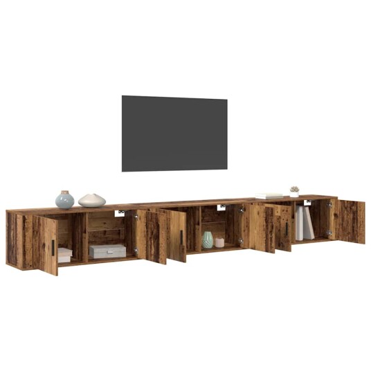 Veggmontert TV hylle sett 3 pcs Gamle tre 100 x 34,5 x 40 cm Veggmontert TV hylle sett 3 pcs Gamle tre 100 x 34,5 x 40 cm