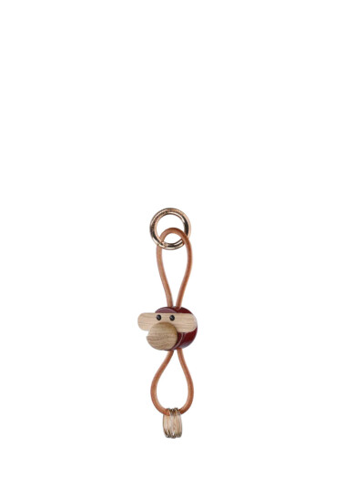 Kay Bojesen Abe Nøglering Guldtonet Metal Med Naturlæder Bordeaux Burgundy 3 CM Kay Bojesen Abe Nøglering Guldtonet Metal Med Naturlæder Bordeaux Burgundy 3 CM