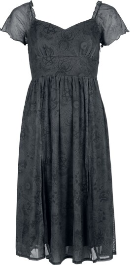 Jawbreaker Goth Middellang kjole Tarot Deck Midi Dress XS til 4XL Damer grå svart