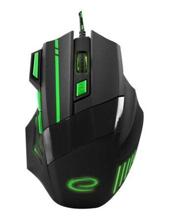 Esperanza MX201 WOLF Optisk Kablet Gamingmus med 2400 DPI og 7 Knapper - Grønn