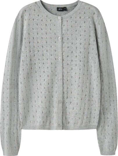 LMTD Nlfhoint Ls Short S Knit Cardigan   Grey   158 164
