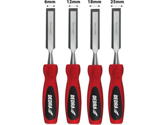 Dedra Set Of Chisels 4 Pcs: 6,12,18,25Mm, Crv Steel, Two-Material Handle