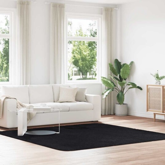Flossteppe med lang luv NAVARRA svart 240x240 cm polyester 8721158558725