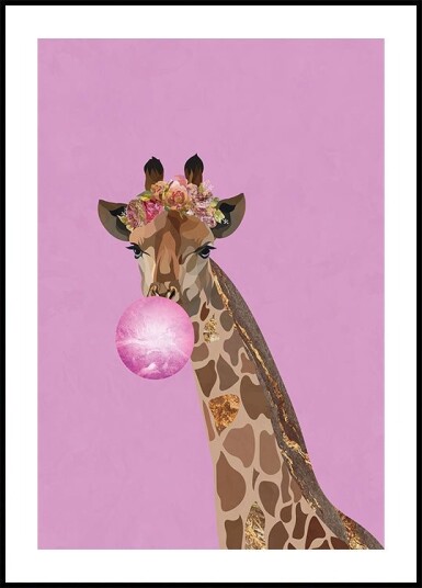 Giraffe pink bubblegum Poster Plakat / 40x50cm Giraffe pink bubblegum Poster Plakat / 40x50cm