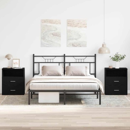 Nattbord 2 stk svart eik 50x32x60 cm laget av tre Nattbord 2 stk svart eik 50x32x60 cm laget av tre