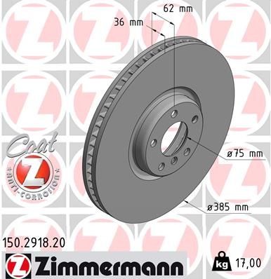 Bremseskive ZIMMERMANN 150.2918.20 Bremseskive ZIMMERMANN 150.2918.20