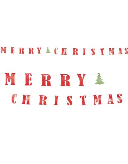 Rødt Glitrende Merry Christmas Bokstavbanner 360 cm