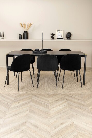 Venture Home Spisegruppe Pelle med 6 Wrinkles spisestoler Svart Venture Home Spisegruppe Pelle med 6 Wrinkles spisestoler Svart