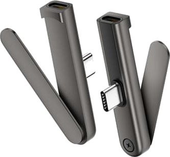 Type-C hunn til Type-C hann adapter med sammenleggbar telefonstativ, 240WMax strøm, aluminiumlegering + PVC, dyp grå, 2-pakning