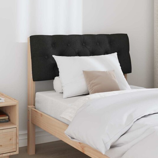 Polstret sengegavl Svart 80 cm Massiv furu