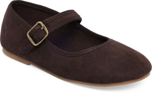 Mango Suede-Effect Ballerina With Buckle - DARK BROWN - 25