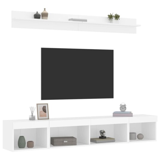  Vegghengte TV enheter med LED 5 deler hvit konstruert tre