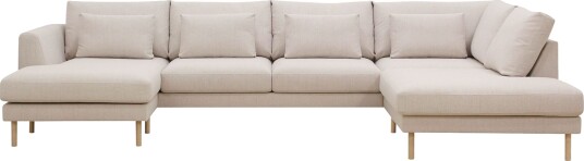 Florenz 4 seters Høyrevendt U formet Sofa med Divan og Sjeselong i Stoff   Beige