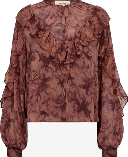 MOS MOSH Mmroya Ruffle Rose Blouse FLOWER PRINT XS