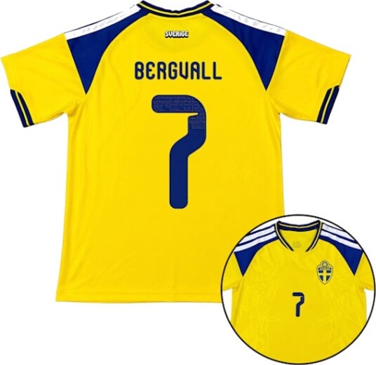 2026 VM Sverige Landslag Hjemmedrakt for Barn + Shorts Nr.7 Bergvall 22
