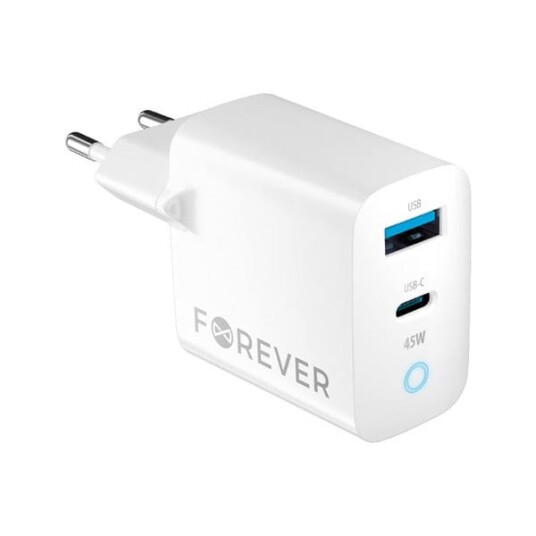 Forever GaN USB-lader PD QC 1x USB-C 1x USB 45W Forever GaN USB-lader PD QC 1x USB-C 1x USB 45W