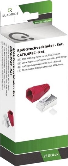Quadrios Rj-Kontaktkobling 1906C170 Kontakt, Rett Pol-Tall (Rj) 8P8c Rød, 25 Stk