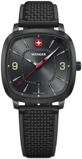 Wenger Herreklokke 01.1921.113 Vintage Sort/Gummi