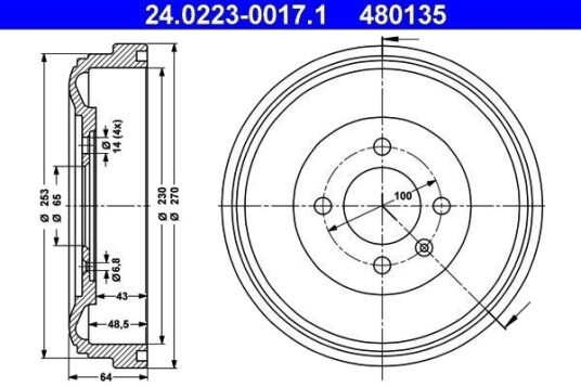 Bremsetrommel ATE 24.0223-0017.1