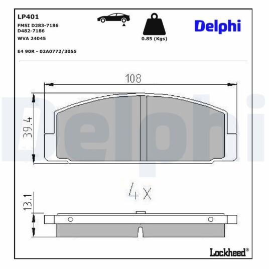 Bremseklosser sett DELPHI LP401