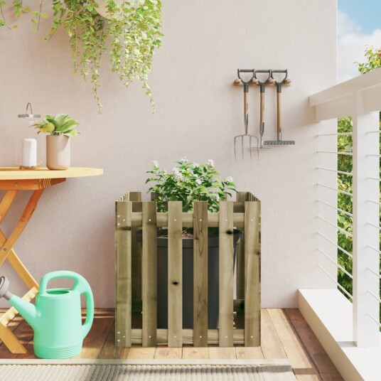 Plantekasse med gjerdedesign 60x60x60 cm impregnert furu