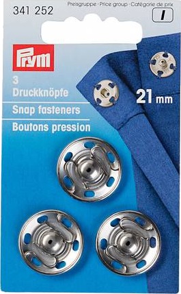 Trykknapper til å sy på 3 stk x 21 mm sølv
