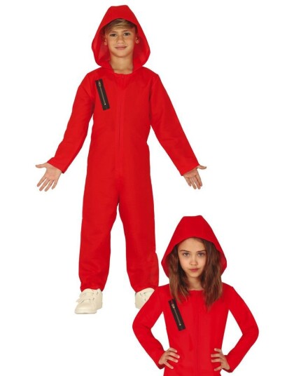 Rød Fange Papirhuset Money Heist Inspirert Jumpsuit Kostyme til Barn Strl 5 6 ÅR