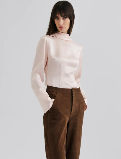 Malina Celene Tie Detailed Satin Blouse - Pink - 34 Malina Celene Tie Detailed Satin Blouse - Pink - 34